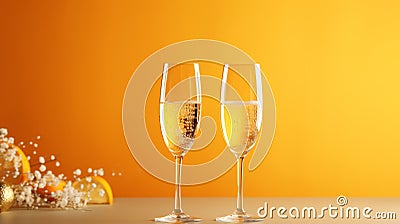 champagne French sparkling wine made from grapes banner copy space background poster greeting card, happy birthday new Stock Photo