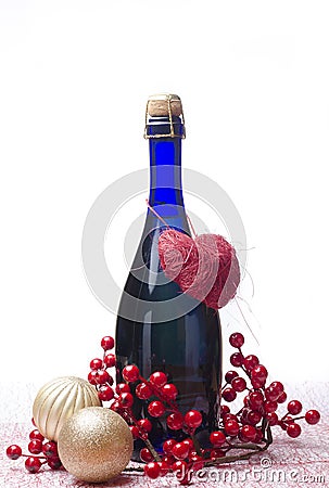 Champagne and Gifts.New Year Celebration. on white Stock Photo