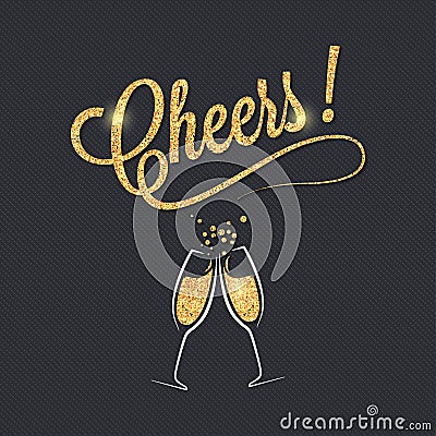 Champagne glass banner. Cheers party celebration design background. Vector Illustration