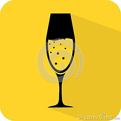 Champagne glass. Bar sign. Wine glassware. Bubbling liquor alcohol beverage. Party icon. Celebration. Vector illustration. Vector Illustration