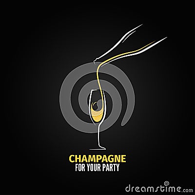 Champagne glass bottle design background Vector Illustration