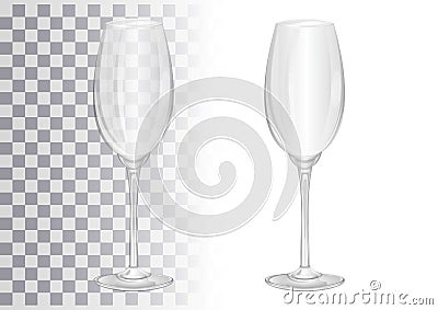 Champagne glass. Realistic image of a glass goblet Vector Illustration