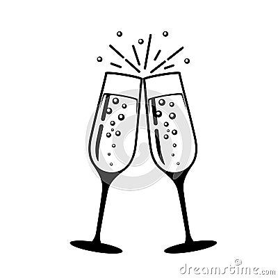 Champagne glass vector icon. Vector Illustration