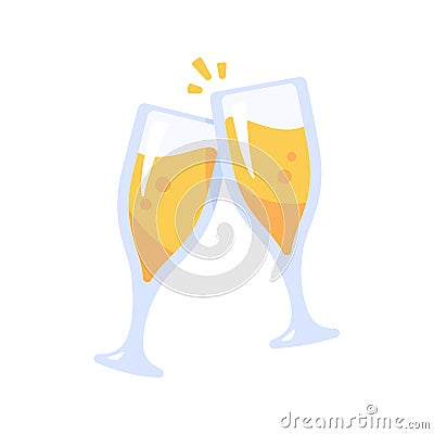 Champagne glasses. Alcoholic drinks for birthday parties Vector Illustration
