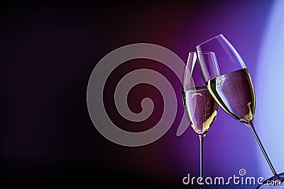 champagne glasses happy birthday clink glasses Cartoon Illustration