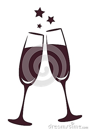 Champagne glasses. Icon Vector Illustration