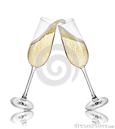 Champagne glasses making toast Stock Photo