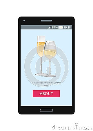 Champagne Glasses Mobile Phone Vector Illustration Vector Illustration