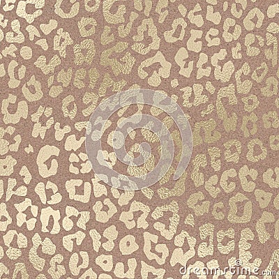 Champagne Golden Metallic Animal Print Pattern on brown Cork Texture Background, Digital Paper Stock Photo