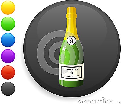 Champagne icon on round internet button Cartoon Illustration
