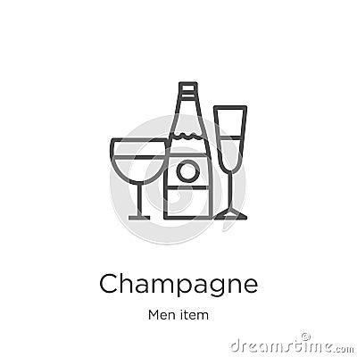 champagne icon vector from men item collection. Thin line champagne outline icon vector illustration. Outline, thin line champagne Vector Illustration