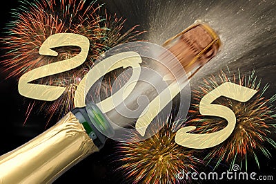 Champagne at new year 2015 Stock Photo