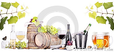 Champagne, red and white wine,beer Stock Photo