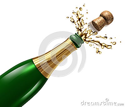 Champagne with Splash Stock Photo