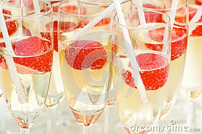 Champagne with strawberries Stock Photo
