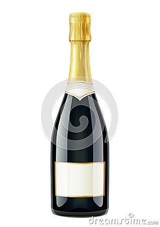 Champagne. Wine bottle. French traditional drink. Vector Illustration