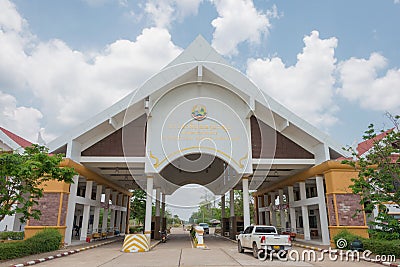 NONG NOK KHIENE INTERNATIONAL BORDER CHECK POINT is a major border crossing between Laos and Editorial Stock Photo