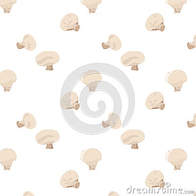 Champignon Musrooms editable pattern on white color background. Vector Illustration