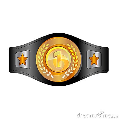 Champion belt box award sport icon flat web sign symbol logo label Vector Illustration