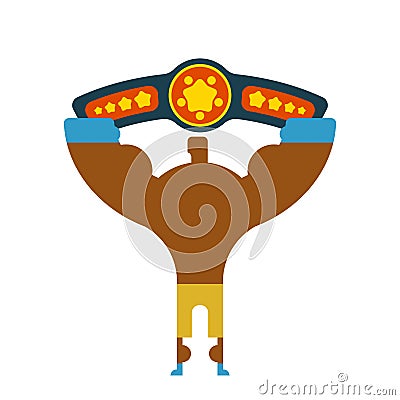 Champion Boxer winner hands up. Winning tournament. Championship Vector Illustration