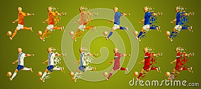 Champion`s league group D, Soccer players colorful uniforms, 4 t Vector Illustration