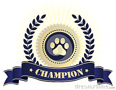 Champion seal with dog paw print Vector Illustration