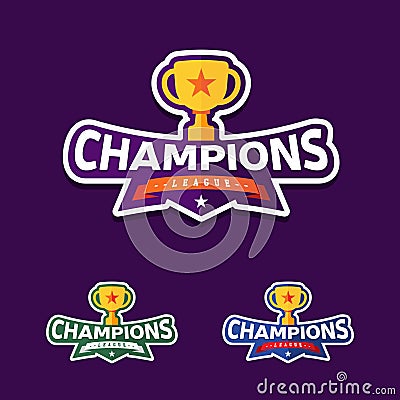 Champion sports league logo emblem badge graphic with trophy Vector Illustration