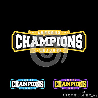 Champion sports league logo emblem badge graphic typography Stock Photo