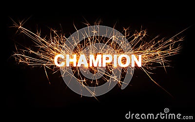 CHAMPION title word in glowing sparkler Stock Photo