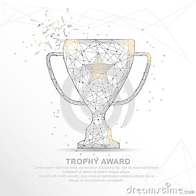 Champion trophy abstract mesh line and composition digitally drawn starry sky or space in the form of broken a part triangle shape Vector Illustration