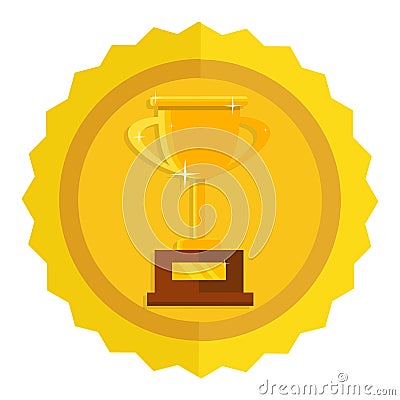 Champion trophy flat icon. Golden winner cup. Championship and l Vector Illustration