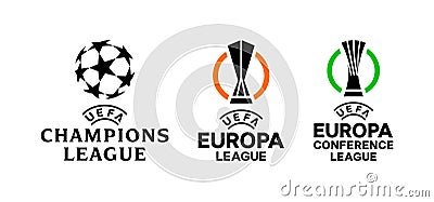 Champions League, UEFA Europa League, Europa Conference League Vector Illustration