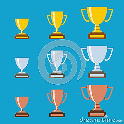 Champions trophy set Vector Illustration