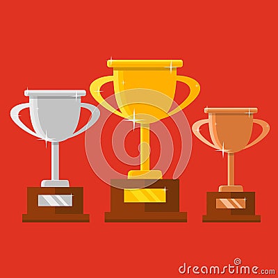 Championship and leadership isolated illustration. Winner concept. Vector. Champion trophy flat icon. Golden winner cup. Vector Illustration