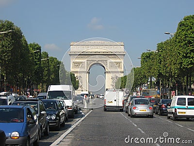 Champs Elysees and Arc de Triomphe, Paris Editorial Stock Photo