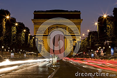 Champs-Elysees avenue at night Stock Photo