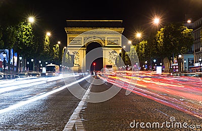 Champs Elysees at night Stock Photo