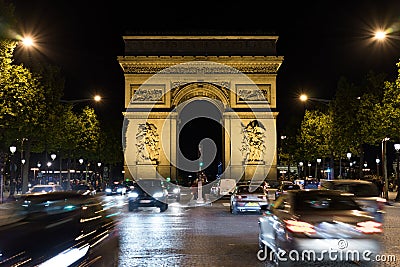 Champs-Elysees at night Editorial Stock Photo