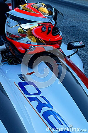 Young racing driver Geoffrey Schatz equipment Editorial Stock Photo