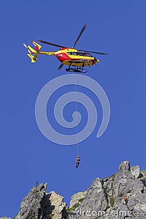 Down from the helicopter to the peak Editorial Stock Photo