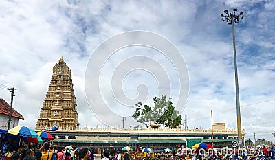 Chamundi Hill Temple of South Indian Goddess Chamundi at Mysore, Karnataka Editorial Stock Photo