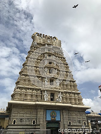 Chamundi Hill Temple of South Indian Goddess Chamundi at Mysore, Karnataka Editorial Stock Photo