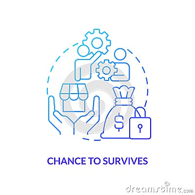 Chance to survives blue gradient concept icon Vector Illustration