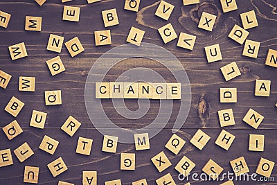 Chance word wood block on table for business concept. Stock Photo
