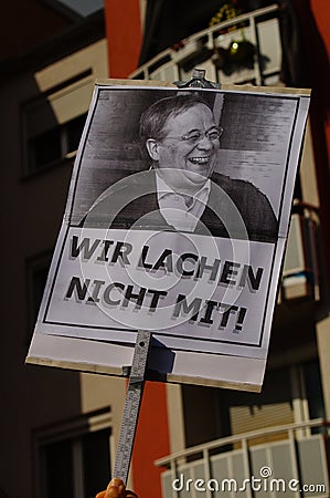 Chancellor candidate Armin Laschet on a protest poster of a Fridays for Future demonstration. Editorial Stock Photo