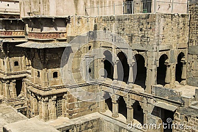 The Chand Baori stepwell in the village of Abhaneri, Rajasthan, Stock Photo