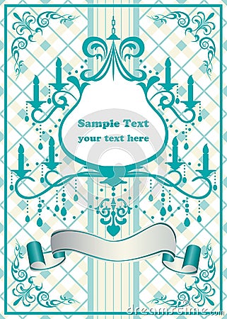 Chandelier blue frame Vector Illustration