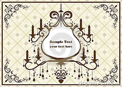 Chandelier brown frame Vector Illustration