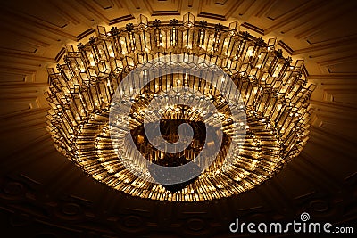 Chandelier in conference hall in Palatul Parlamentului Palace of the Parliament, Bucharest Stock Photo