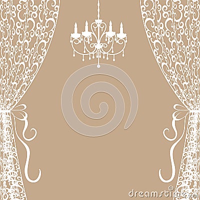 Chandelier and curtains Vector Illustration